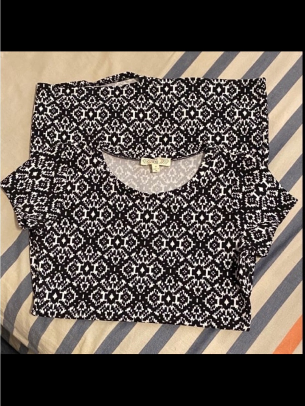 BOGO Pink Rose Black & White Geometric Mini Dress Sz M